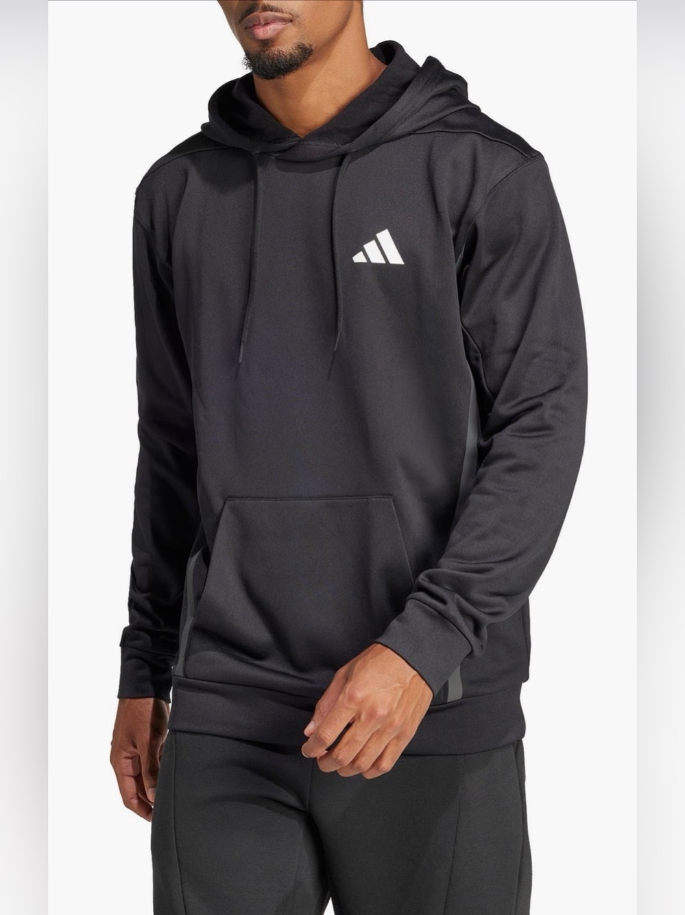 Men's Black Hoodie Pullover with White Logo